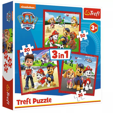 Dėlionė 3 viename „Happy Dogs Paw Patrol“ Trefl 34867