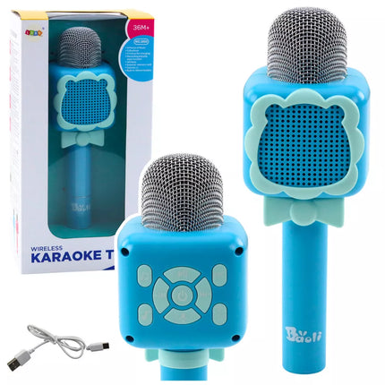 Belaidis Bluetooth mikrofonas karaokei, įrašymo įrenginys, balso keitiklis, mėlynas