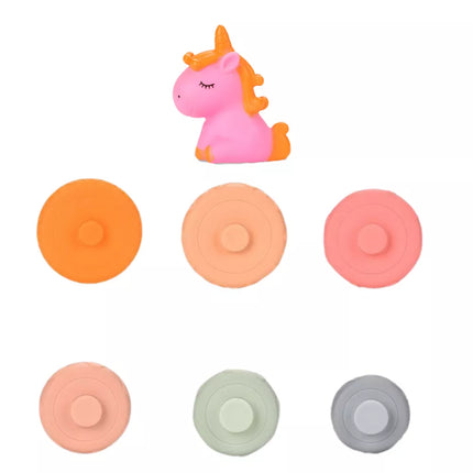 Piramidės bokštas mažyliams, minkšti guminiai blokeliai, vienaragis