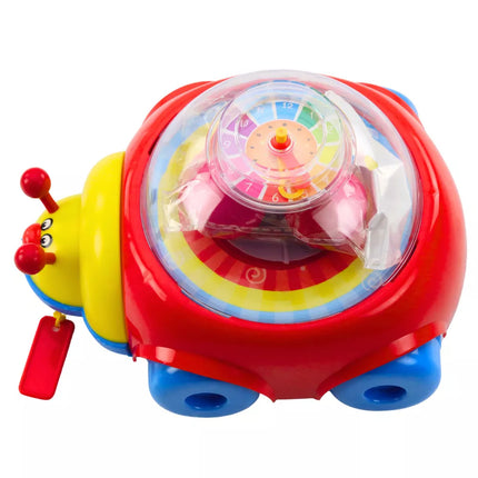 Vaikiška atsispiriama žaislinė boružėlė su kamuoliukais ir laikrodžiu, spalvinga