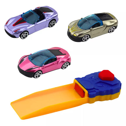 Sunkvežimis su garažu ir automobilių paleidimo įrenginiu, 3 vnt., raudonas