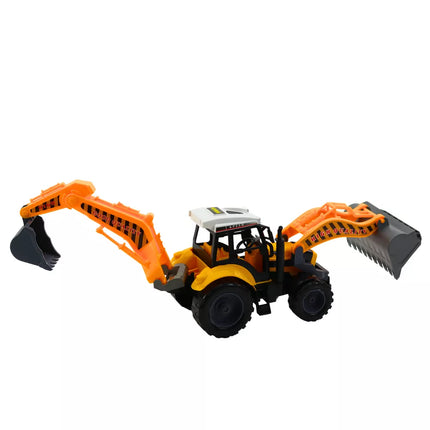 Didelis ekskavatorius-krautuvas žemės ūkio statybos mobilus geltonas