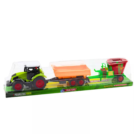 Žemės ūkio traktoriaus priekabos savivarčio pašarų vežimėlio rinkinys