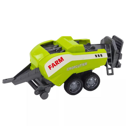 Traktoriaus su krautuvu ir žemės ūkio presu rinkinys, žalias