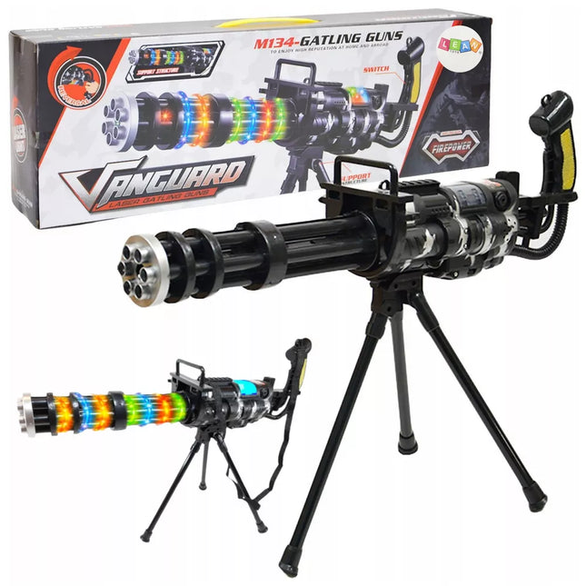 Snaiperio šautuvo stovas su šviesomis, garsais ir vibracija, juodas