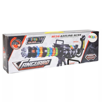 Snaiperio šautuvo stovas su šviesomis, garsais ir vibracija, juodas