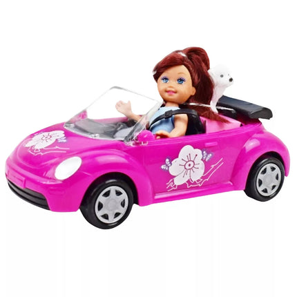 Mini lėlės automobilio kabrioletas su šuniuku rinkinys