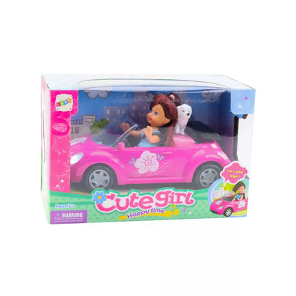 Mini lėlės automobilio kabrioletas su šuniuku rinkinys