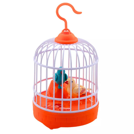 Narvuojamas paukščių narvelis su šviesomis ir garsais, oranžinis