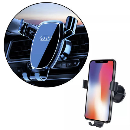 Automobilinis telefono laikiklis su gravitacija oro ventiliacijai juodas