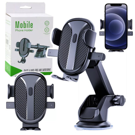 Tvirtas automobilio laikiklis ant lango, prietaisų skydelio, grotelių juodas