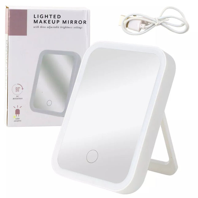 LED apšviestas veidrodis, 3 apšvietimo režimai, 90° pakreipimo kampas, baltas