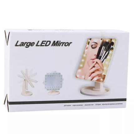 Kosmetinis veidrodis su 16 LED diodų, stovu ir reguliuojamu rožiniu atspalviu