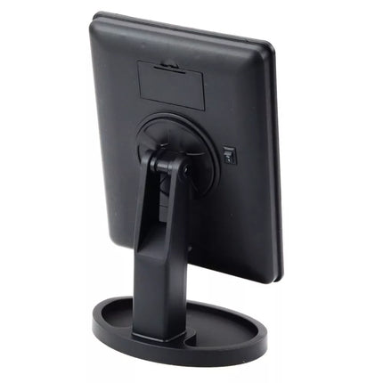 Kosmetinis veidrodis su 16 LED diodų, stovu ir reguliuojamu juodu paviršiumi