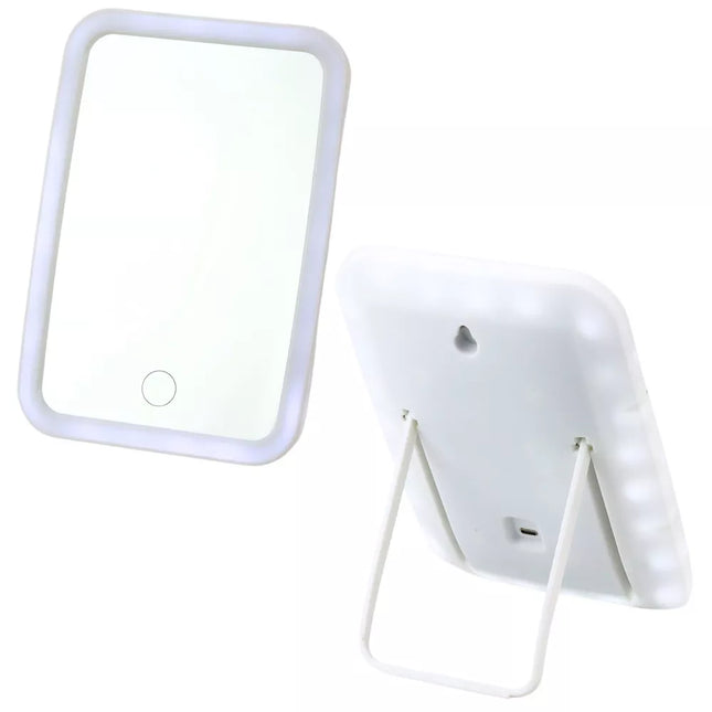 LED Apšviestas makiažo kosmetinis veidrodis, belaidis, baltas