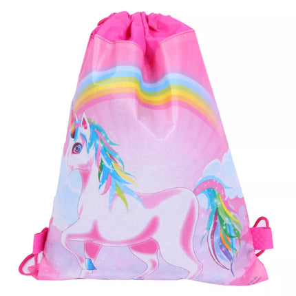 Mokyklinis krepšys batams ir sporto inventoriui su vaivorykštiniu vienaragiu, 35x27 cm