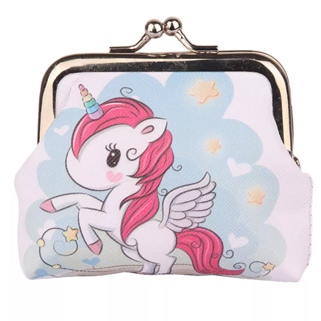 Vaikiška piniginė. Vienaragiai ir žvaigždės. Metalinis užsegimas. 10x9cm