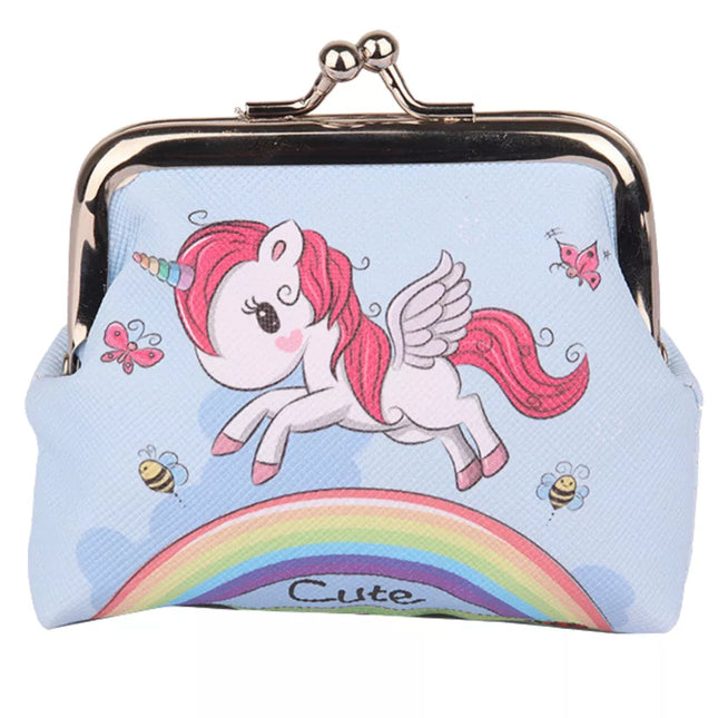 Vaikų piniginė Vienaragis Vaivorykštė Mėlyna Metalo užsegimas 10x9cm