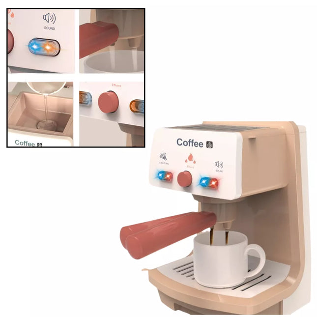 Žaislinis kavos aparatas puodelis portafiltras šviesos garsai