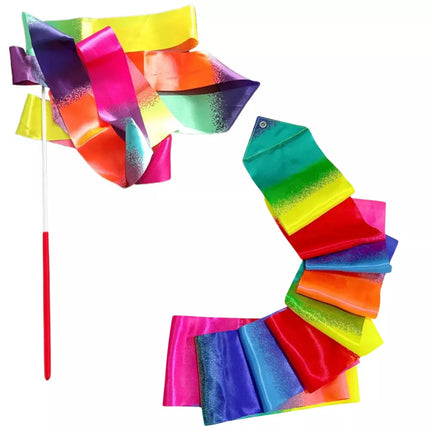 Gimnastikos juostelė, skirta šokių pratimams, spalvota, 205 x 5 cm