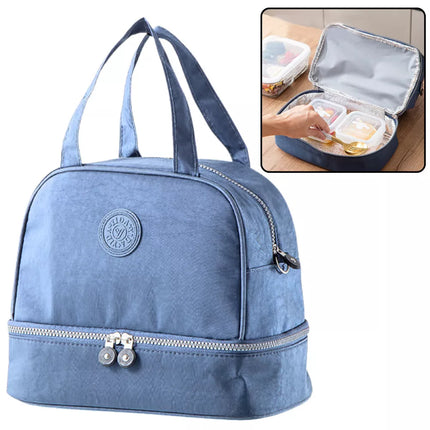 Terminis izoliuotas pusryčių krepšys su reguliuojamu dirželiu, mėlynas, 27 cm