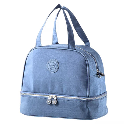 Terminis izoliuotas pusryčių krepšys su reguliuojamu dirželiu, mėlynas, 27 cm