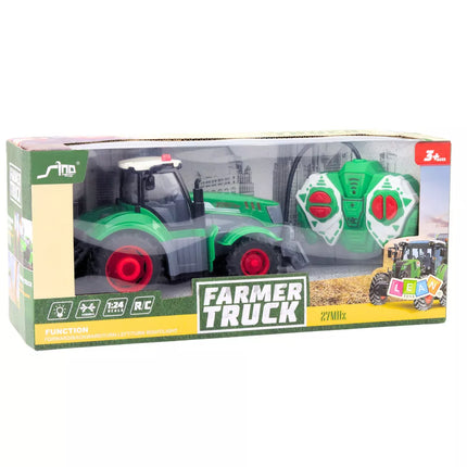 Nuotoliniu būdu valdomas RC žemės ūkio traktorius žalias 1:24