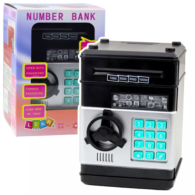 Taupyklė-bankomatas su šviesomis, garsais ir PIN kodu, juoda