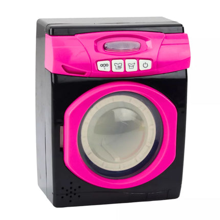 Buitinių prietaisų rinkinys Interaktyvi skalbimo mašina Garsai Priedai Juoda ir rožinė