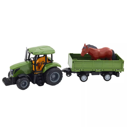 RC nuotoliniu būdu valdomas traktorius su priekaba ir arklių rinkiniu