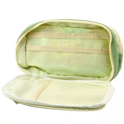 Dvipusis penalas mokyklai su kišenėmis, talpus, žalias, 22 cm