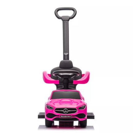 Triratukas-paspiriukas su stūmimo rankena Mercedes 3in1, rožinis