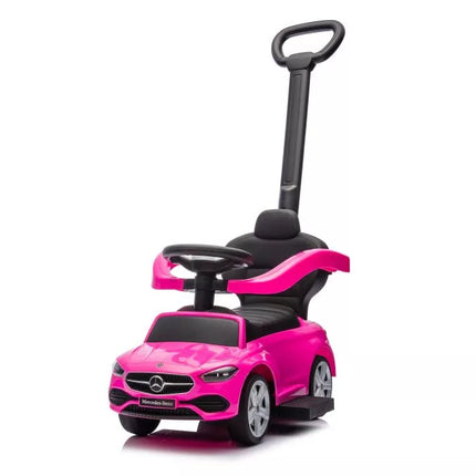 Triratukas-paspiriukas su stūmimo rankena Mercedes 3in1, rožinis