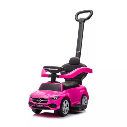 Triratukas-paspiriukas su stūmimo rankena Mercedes 3in1, rožinis