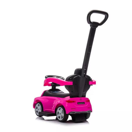 Triratukas-paspiriukas su stūmimo rankena Mercedes 3in1, rožinis