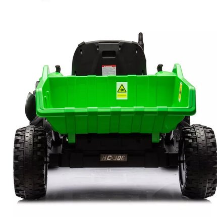 HC-306 žalias traktorius su priekaba, maitinamas baterijomis, 24 V