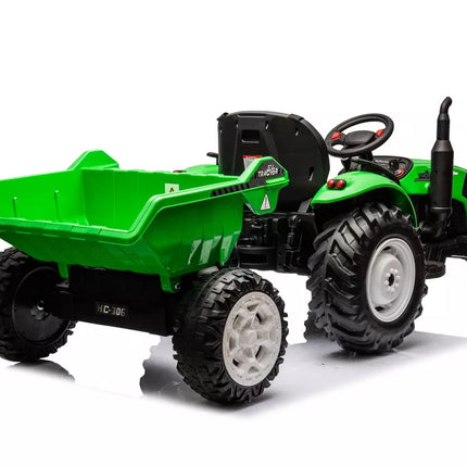 HC-306 žalias traktorius su priekaba, maitinamas baterijomis, 24 V