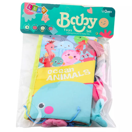 Švelni lavinamoji knygelė "Jūros gyvūnai" su traškančiais elementais ir cypliuku