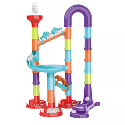 Spalvinga kamuoliukų tako konstravimo rinkinys su čiuožyklomis