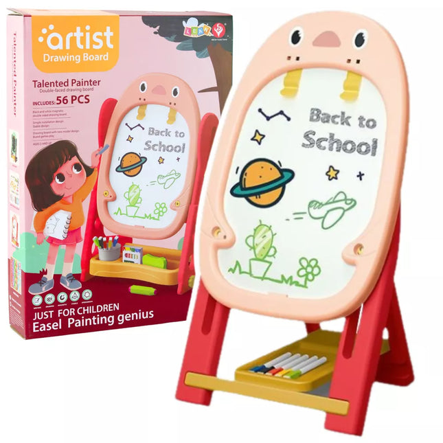 Dvipusė magnetinė lenta, pingvinų žaidimų rinkinio priedai, 56 vnt., rožinė