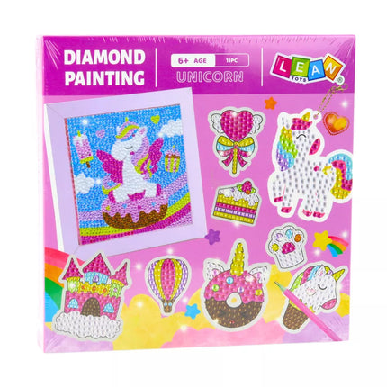 Kūrybinis rinkinys "Deimantinė mozaika", raktų pakabukai, vienaragiai, spalvingi