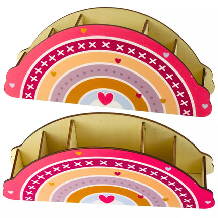 Medinis stalo organizatorius vaikams, vaivorykštės spalvų, rožinis