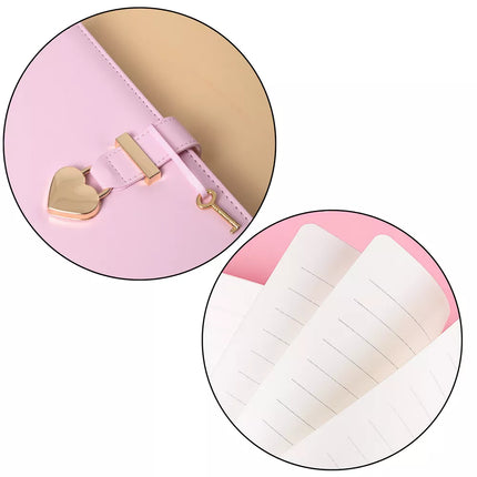 Dienoraščio tipo užrašų knygelė su širdelės formos spyna ir raktu, rožinė