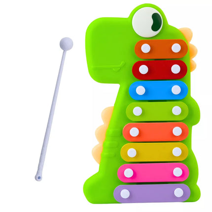 Cimbalai Muzikinis Instrumentas Vaikams 8 Plytelės Dinosaur Green
