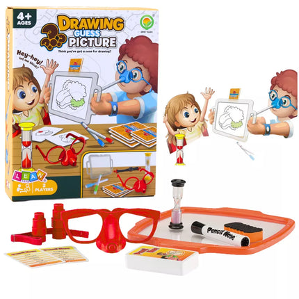 Šeimos žaidimas „Atspėk paveikslėlį“ piešiant ir vaizduojant, tapymas nosimi