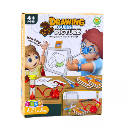 Šeimos žaidimas „Atspėk paveikslėlį“ piešiant ir vaizduojant, tapymas nosimi