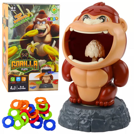 Įgūdžių žaidimas „Gorila“: metimas į taikinį, besisukantys garso lankai