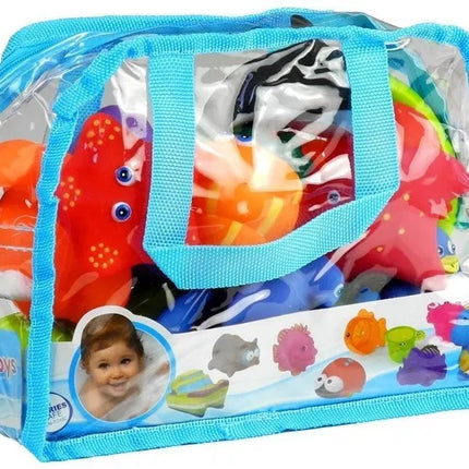 Rinkinys jūrų gyvūnėlių maudynėms, guminis žvejybos sietelis, 12 vnt.