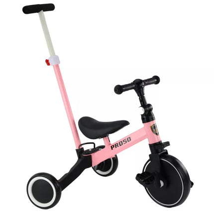 Triratukas PRO50 su stūmimo rankena, rožinis