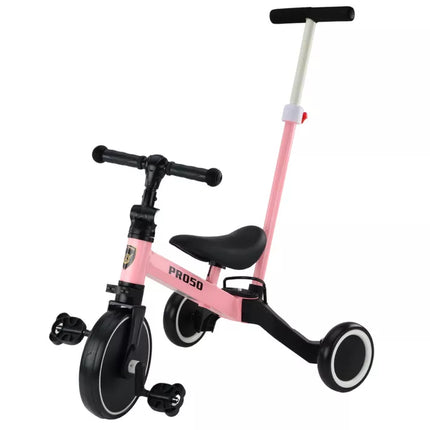 Triratukas PRO50 su stūmimo rankena, rožinis